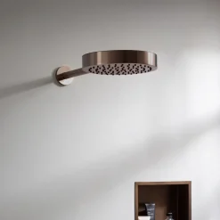 VOS Round Shower Head with Shower Arm - Brushed Bronze