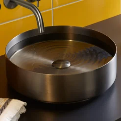 VOS Round Stainless Steel Countertop Basin - Brushed Black