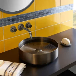VOS Round Stainless Steel Countertop Basin - Brushed Black