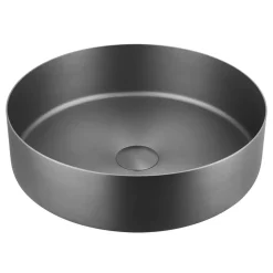 VOS Round Stainless Steel Countertop Basin - Brushed Black