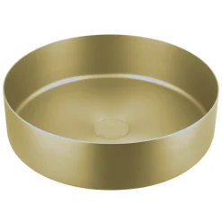VOS Round Stainless Steel Countertop Basin - Brushed Brass Finish