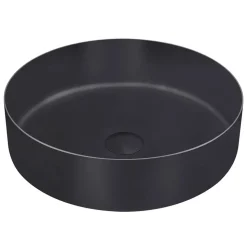 VOS Round Stainless Steel Countertop Basin - Matt Black