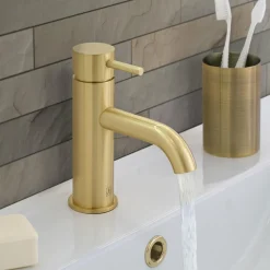 VOS Single Lever Basin Mixer Tap - Brushed Brass