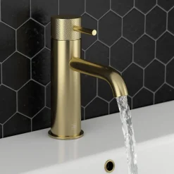 VOS Single Lever Basin Mixer with Designer Handle - Brushed Brass