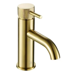 VOS Single Lever Basin Mixer with Designer Handle - Brushed Brass