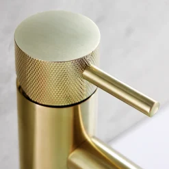 VOS Single Lever Basin Mixer with Designer Handle - Brushed Brass