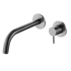 VOS Single Lever Wall Mounted Basin Mixer - Brushed Black