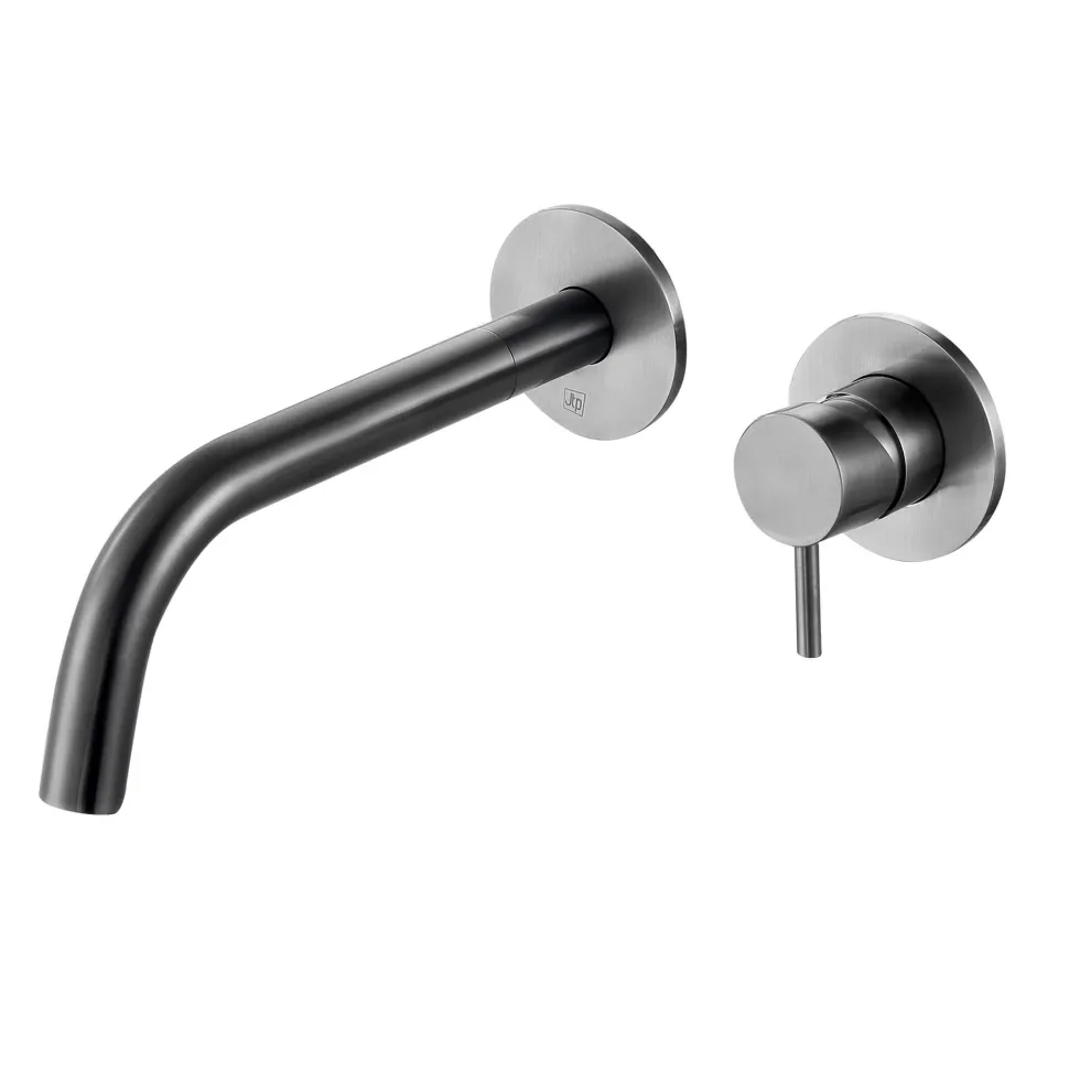 VOS Single Lever Wall Mounted Basin Mixer - Brushed Black