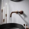 VOS Single Lever Wall Mounted Basin Mixer - Brushed Bronze