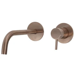 VOS Single Lever Wall Mounted Basin Mixer - Brushed Bronze