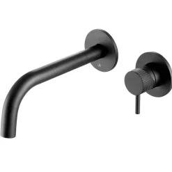 VOS Single Lever Wall Mounted Basin Mixer with Designer Handle - Matt Black