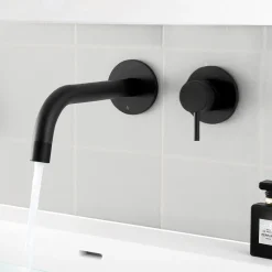 VOS Single Lever Wall Mounted Basin Mixer - Matt Black