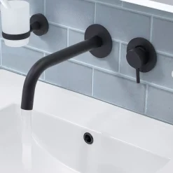 VOS Single Lever Wall Mounted Basin Mixer - Matt Black
