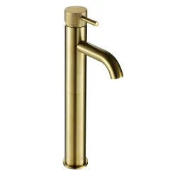 VOS Tall Single Lever Basin Mixer with Designer Handle - Brushed Brass