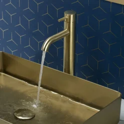 VOS Tall Single Lever Basin Mixer - Brushed Brass