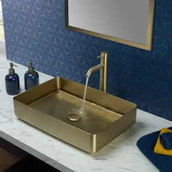 VOS Tall Single Lever Basin Mixer - Brushed Brass