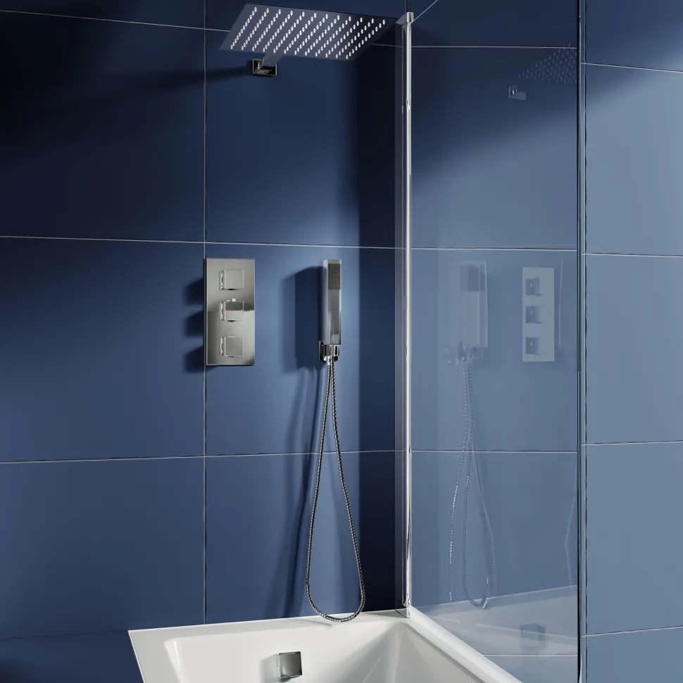 Zane Concealed Shower Valve, Fixed Shower Head, Handset & Overflow Bath Filler