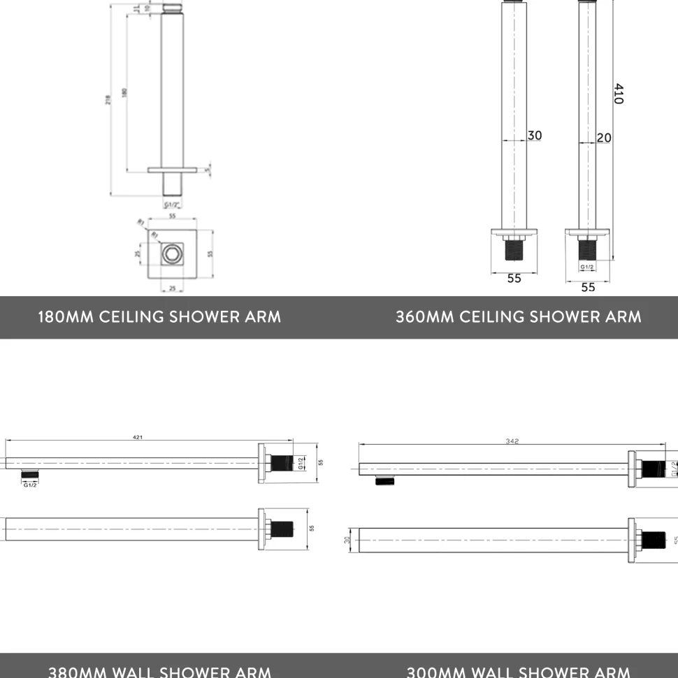 Zane Concealed Shower Valve, Fixed Shower Head, Handset & Overflow Bath Filler