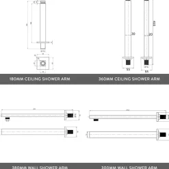 Zane Concealed Shower Valve, Fixed Shower Head, Handset & Overflow Bath Filler